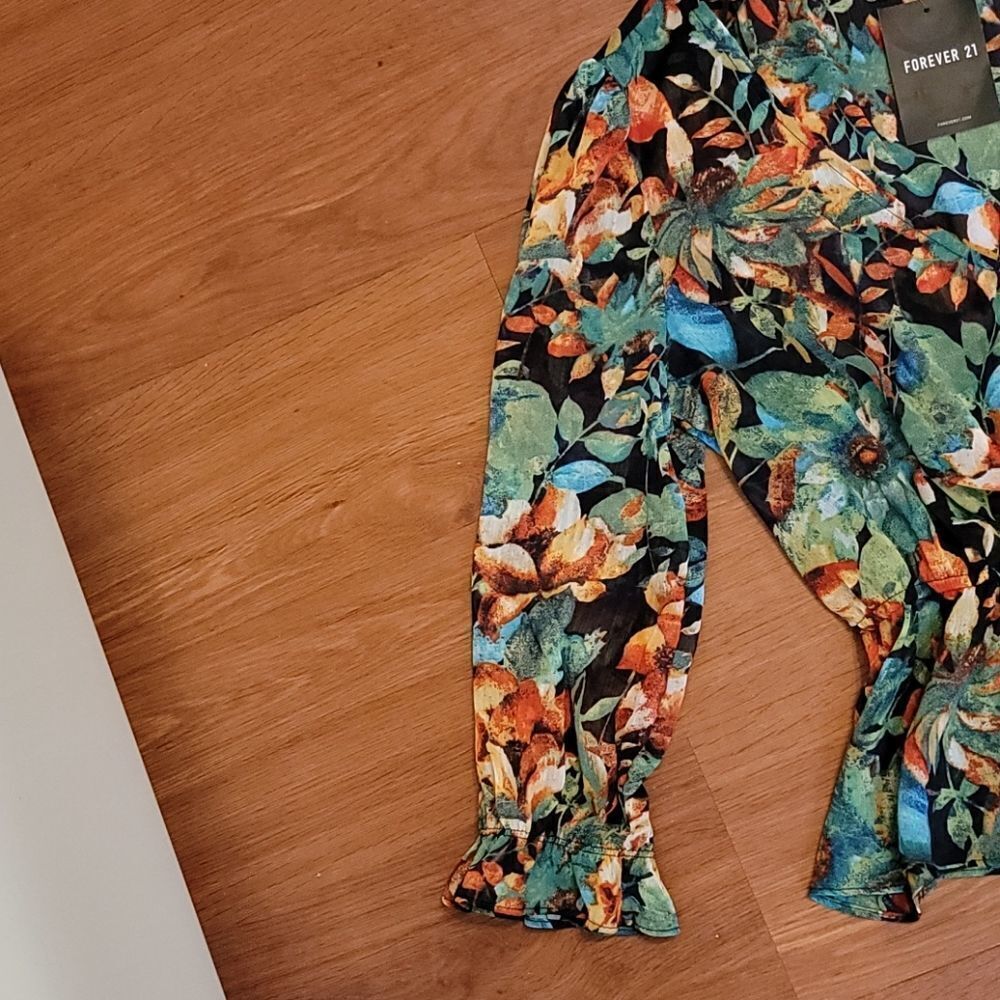 NWT Forever 21 Tropical Peplum top size S - Picture 5 of 6